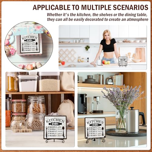 Image of DETIHO Funny Kitchen Decor, Kitchen Signs for Counter, Rustic Wood Sign for Home Dining Room Coffee Shelf Table Display - G07