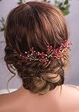 Kercisbeauty Wedding Hair Pins Crystal Hair Accessories for Women Girls Bridal Hair Clips Brides Bridesmaid Hair Dress 2pcs (Red)