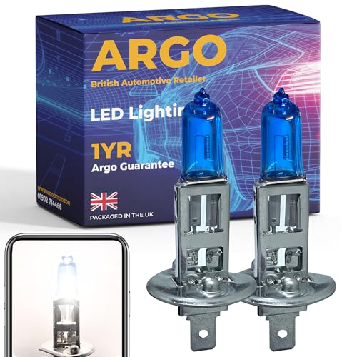 Argo H1 Headlight Bulb 24V Xenon White 6000k Super Bright Replacement h1 Bulb 448 P14,5s Lorry Truck HGV Front Fog Light Lamp Main Dipped High Low Beam Upgrade Halogen H1 Bulbs