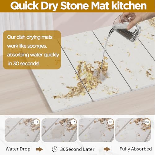 Stone Drying Mat for Kitchen Counter, White Italian Translucent Stone Dish Drying Mat-Diatomite Water Absorbing Drying Stone for Kitchen Counter Mat, Quick Dry Stone Mat Kitchen for Cups Bottles. by imgrose - Image 2