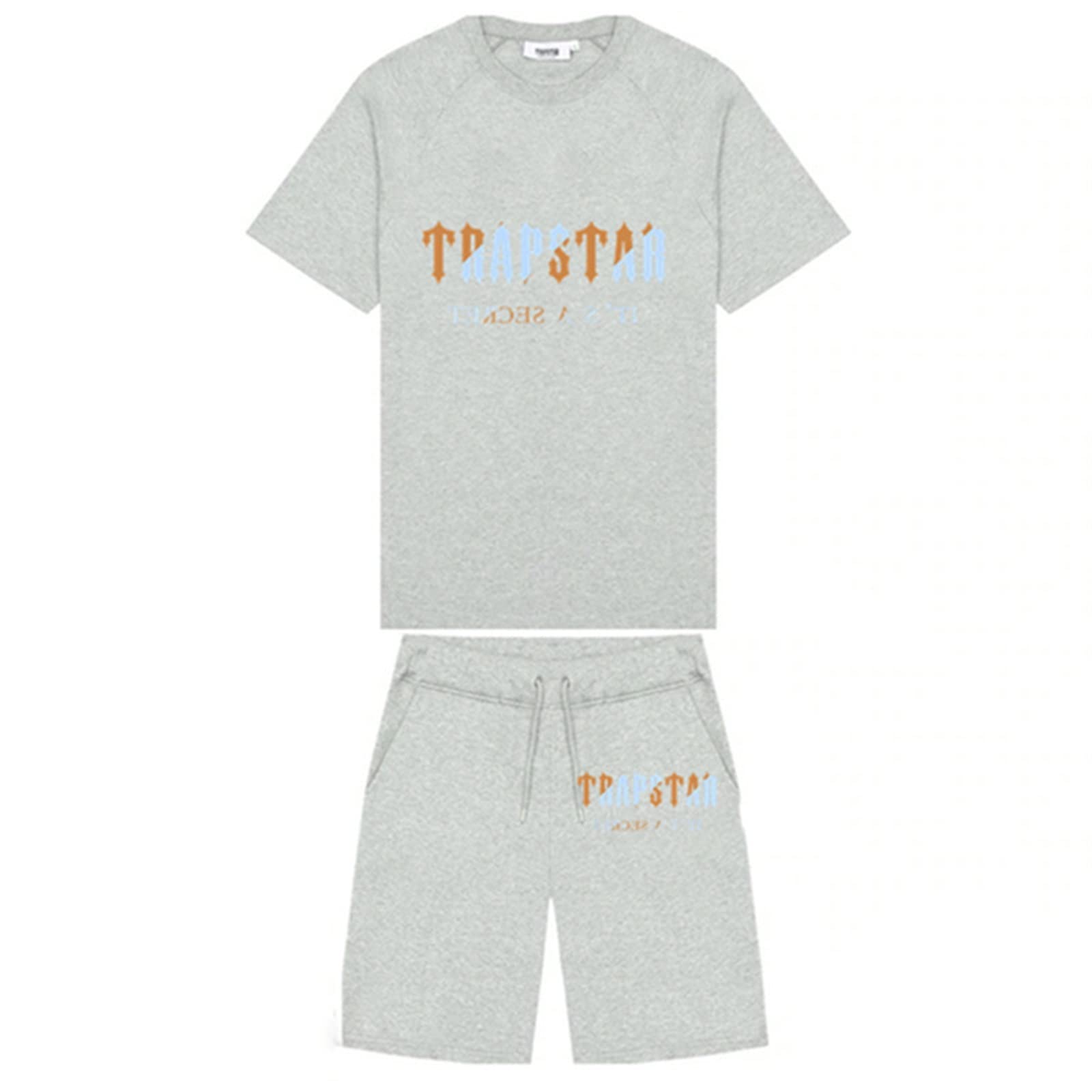 YOUPO Trapstar Letters Printed Casual Sportswear Suit, Men and Women T-Shirt + Shorts + Hat 3 Piece, Loose Jogging Short Sleeve Tracksuits (Color : C2, Size : X-Large)