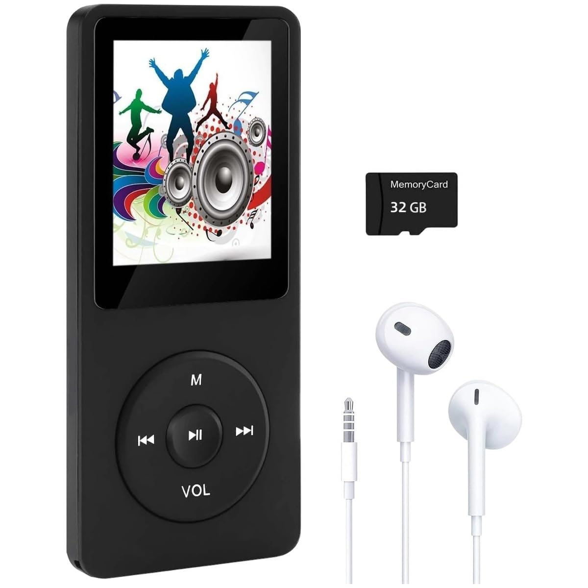 MP3 MP4 Player 0GB 32GB with BIIuetuoth 5 0 Recording eBook Up to 128GB with Headphones Black