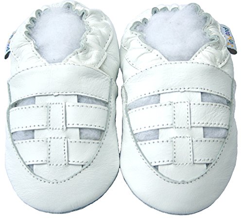 Leather Baby Soft Sole Shoes Boy Girl Infant Children Kid Toddler Crib First Walk Gift Sandal Strap White (24-30month, White)