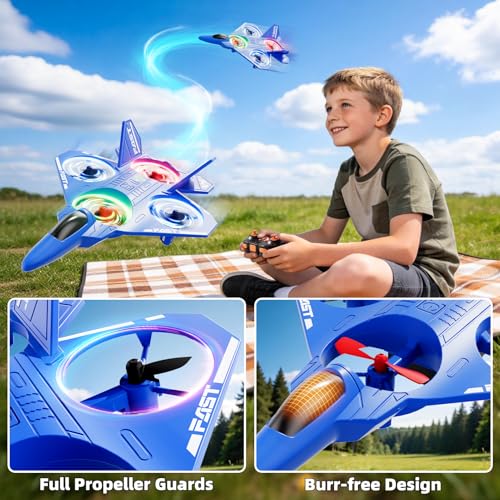 Image of Remote Control Airplane Drone for Kids Ages 4-6-8-10-12, RC Plane Jet Drone with One Key Take Off-Landing, Headless Mode, 360 Flip for Kids Boys Beginners, Outdoor Flying Toys Birthday Gifts for Boys