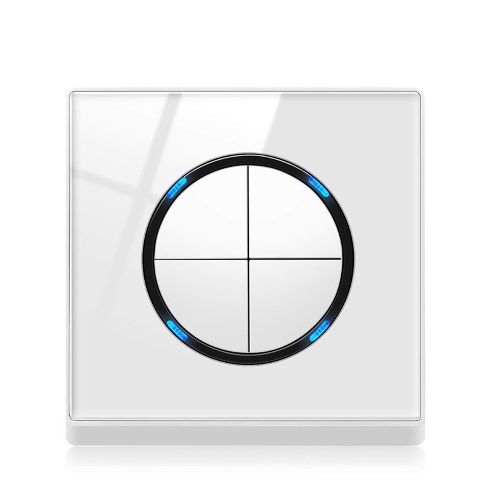 Interruptor de Pared,Interruptor basculante, Interruptor de luz de Pared 10A 86 Interruptor de luz for el hogar del Hotel con luz indicadora de LED (Color: Panel en Blanco) (Color (Color : 4 Gang 2 W