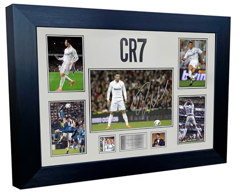 Marco de fotos grande firmado por Cristiano Ronaldo del Real Madrid CR7 de Cristiano Ronaldo del Real Madrid, marco de fotos autografiado, marco de fotos de fútbol, regalo del Manchester United