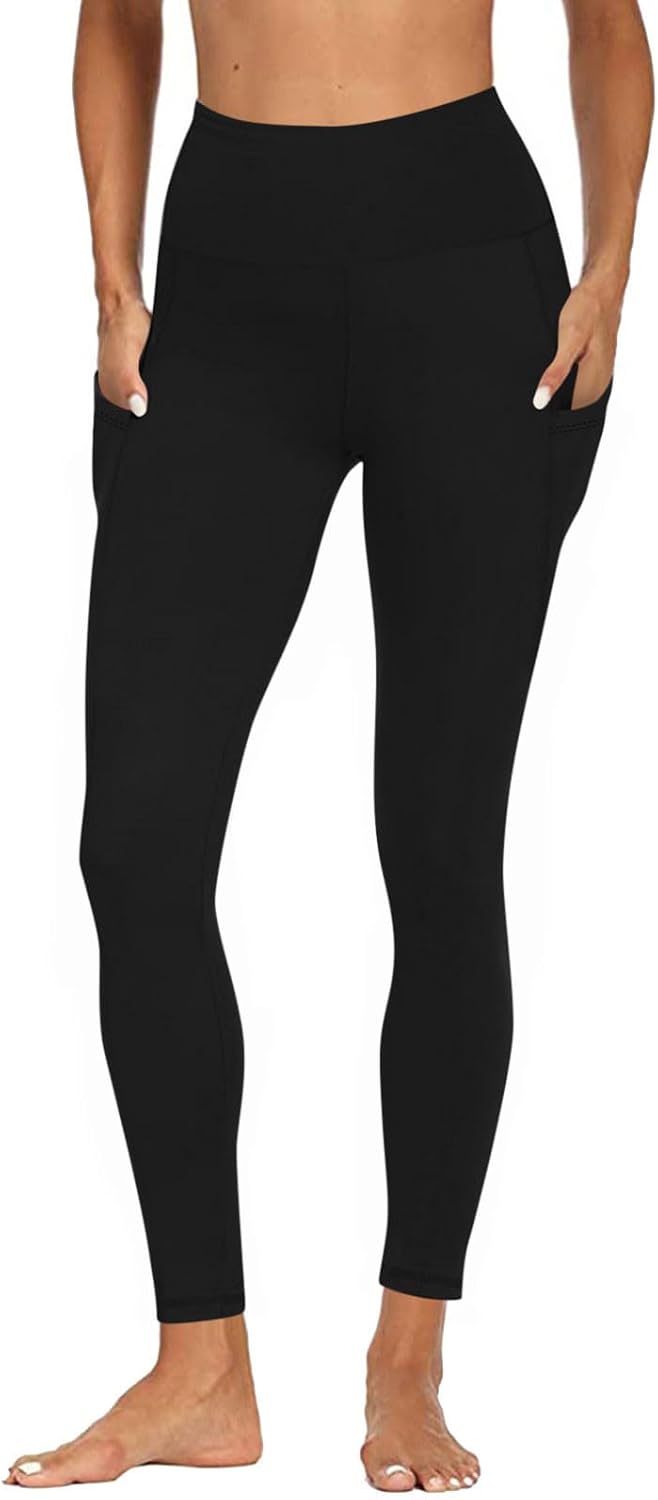 Women Fleece Lined Leggings High Waisted Thermal Warm Pants Stretch Workout Running Cozy Trousers with Pockets