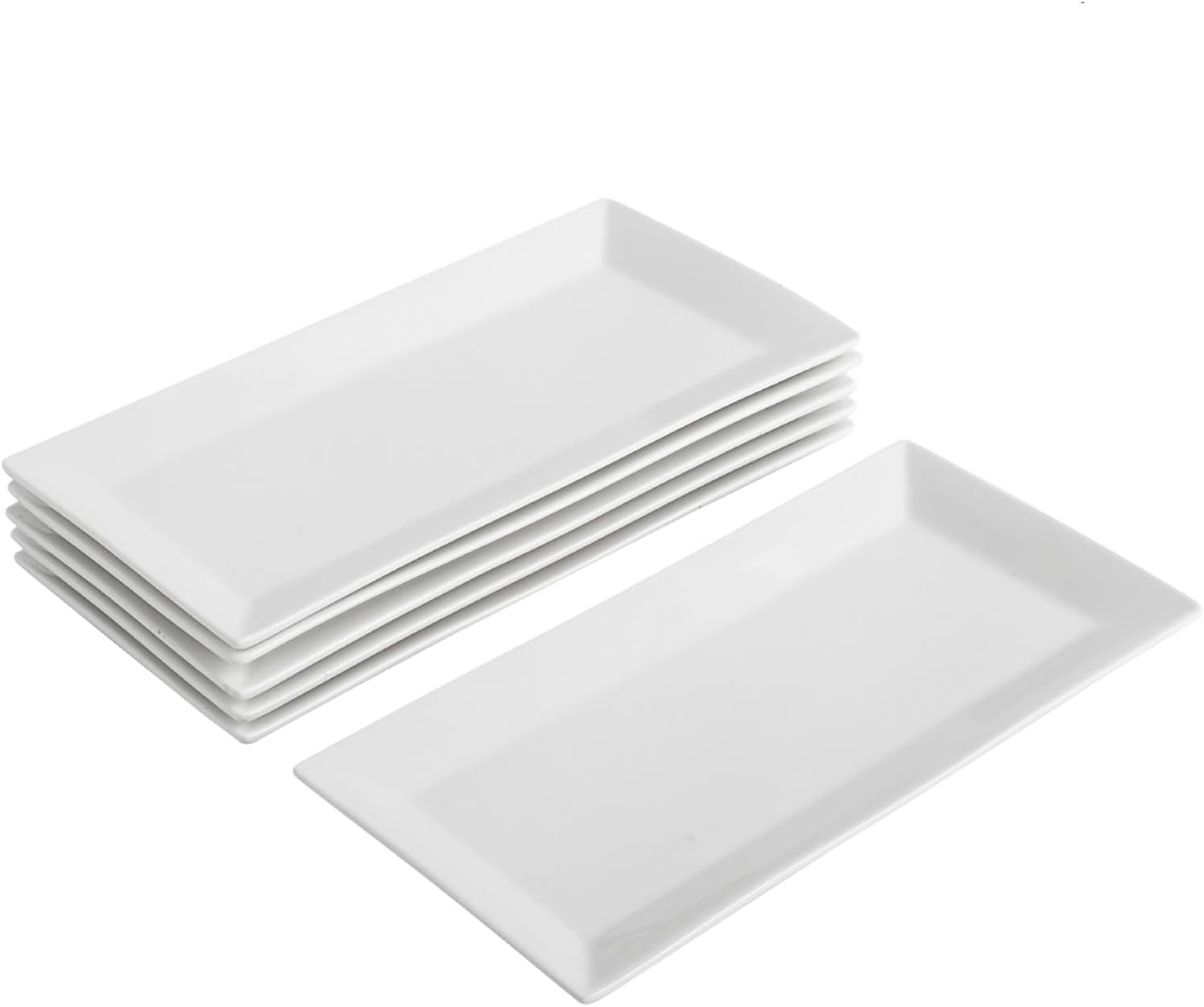 Rectangular Serving Platter Set, 12 Inch Large Serving Plates, Stackable Serving Tray for Wedding, Ceramic White Serving Platters for Entertaining, Dishwasher & Oven Safe, Gift for Housewarming (4PCS)