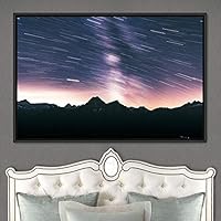Framed Canvas Wall Art Starry Sky Aerial Astronomy & Space Dramatic Global Green Photography Realism Stars - 16x24 inches