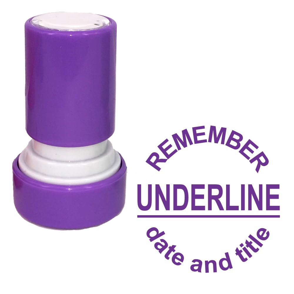 School Stamps Remember Underline Date And Title Teacher Stamp. Self-Inking, 22Mm, Reinkable, Quality Stamper For Marking And Feedback. Puple Ink