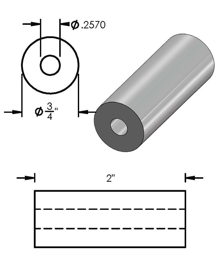 Aluminum Spacer Black 3/4" OD x 1/4" ID x Choose Your Length, Round Spacer Unthreaded Standoff Bushing Plain Finish, Fits Screws Bolts 1/4" or M6 by Metal Spacers Online (2" Length, 5 Pack)