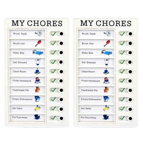 2 Pcs Chore Chart for Adults to do List My Chores Checklist Task Board Sliding Routine Chart for Kids, Memo Boards Slider Schedule DIY Detachable Daily Checklist Planning Table (2Pcs White My Chores)