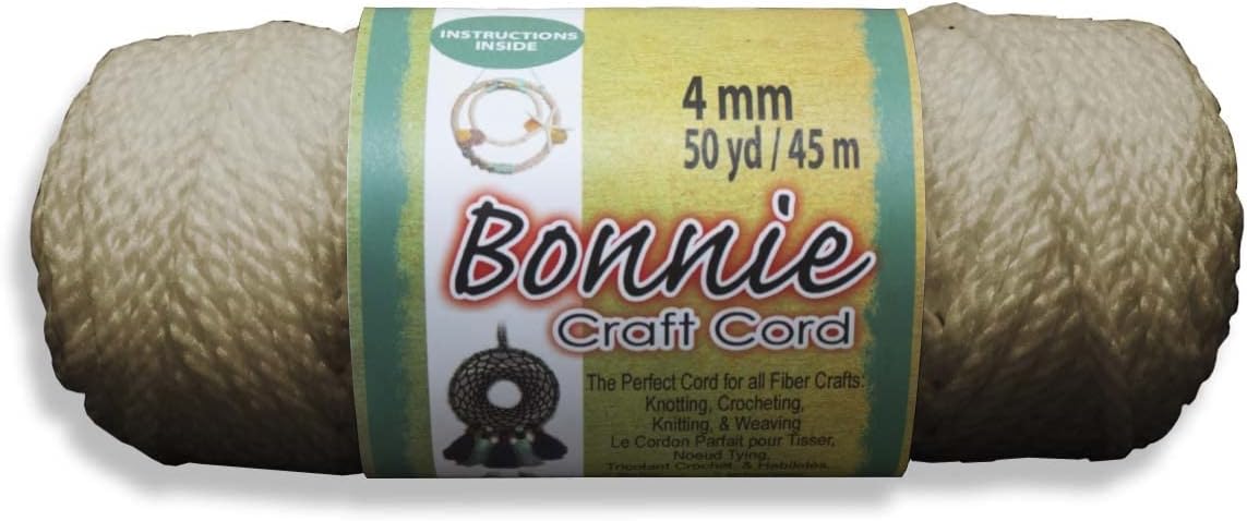 Pepperell BB4-50-001 Bonnie Macramé Craft Cord, 4mm,50-Yard, White