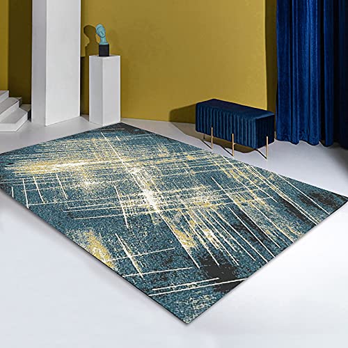 Tapis Moderne Tapis Abstrait Salon en Design Or géométrique des sables mouvants Facile d'entretien Couleurs résistantes accrocheur 120 x 160 cm Cover