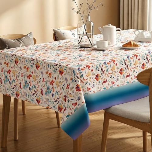 Image of Urban Space Polyester Table Cover for Dining 4 Seater,Water,Dust & Stain Resistant Rectangular Dining Table Cloth,Anti Skid Cover Cloth for Center Table,Home Decor(Skybloom Buttercream,52 inchx72 inch)