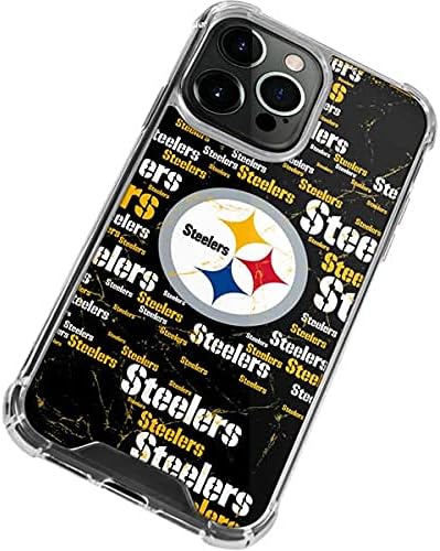 Skinit Clear Phone Case Compatible with iPhone 13 Pro - Officially Licensed NFL Pittsburgh Steelers Black Blast Design