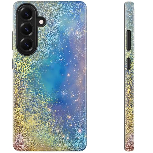 Esdot for Samsung Galaxy S26 Case - Wireless Charging Compatible – Dual-Layer Soft Silicone + Hard Shell - Wildflower Design - Protective Phone Cover for Women Girls - Stellar Nebula Glimmer