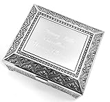 Newfavors Personalized Jewelry Box with 3 Lines Text Engraving - Engraved 4 inch Antique Jewelry Box Bridesmaid or Flower Girl Gift