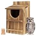 UUMENHA Durable Carbonized Cedar Owl House - 14.5×9×7.5 Inch Weather-Resistant Outdoor Owl Nesting Box with Natural Shavings, Quick Assembly, Bird Box Ideal for Wildlife Lovers