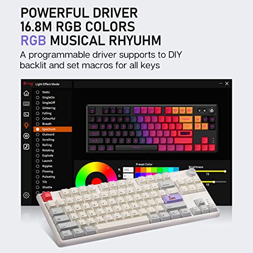 Epomaker Cidoo Abm084 Tkl Hot Swap Rgb 2.4Ghz/Bluetooth 5.0/Wired Mechanical Knob Keyboard Nkro With Poron Foam, 3000Mah Battery, Dye Subbed Pbt Keycaps For E-Sport Win/Mac/Linux(Gateron G-Pro Yellow) #TOP3