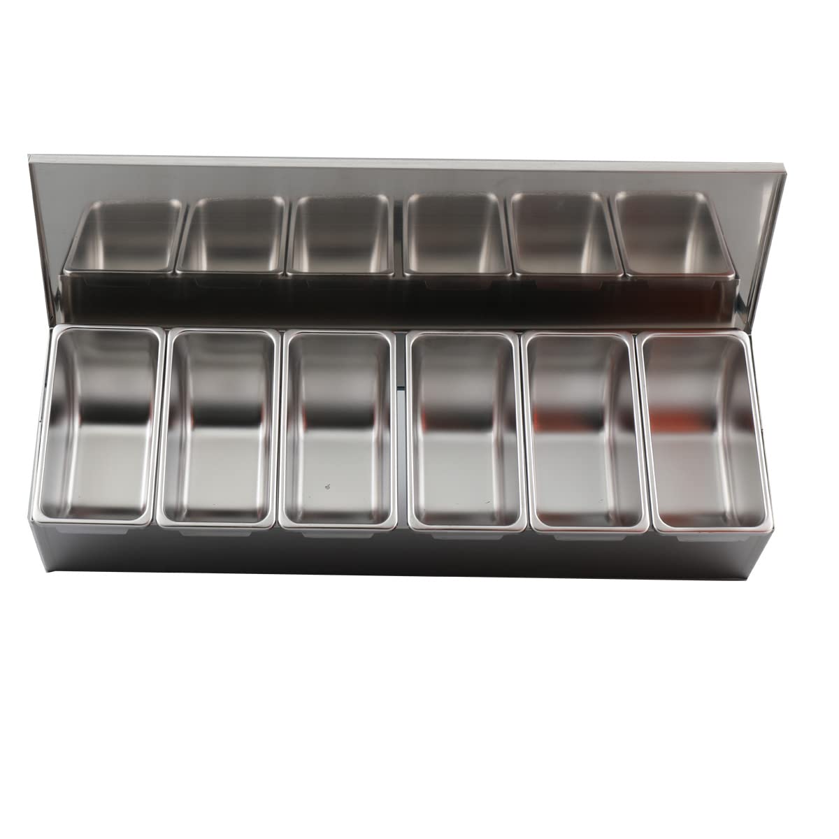 Juego de 6 cajas para especias de cocina, rectangulares, recipientes para condimentos, recipientes para especias, recipiente para barbacoa, recipiente para alimentos, acero inoxidable