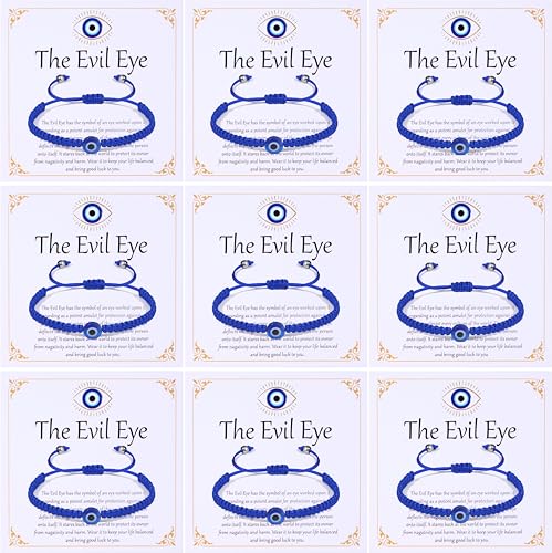JEWPARK 9PCS Evil Eye Bracelets for Women Men Handmade Braided
