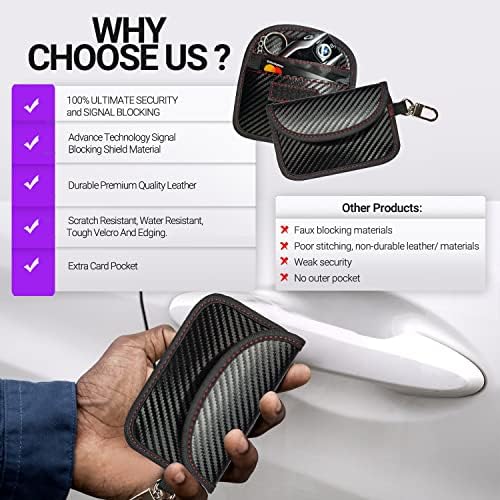 Faraday Pouch for Car keys, Car key Signal Blocker Pouch, Keyless Car key signal blocker pouch, Key pouches signal blocker, Key protector (2 Pack)(Black)