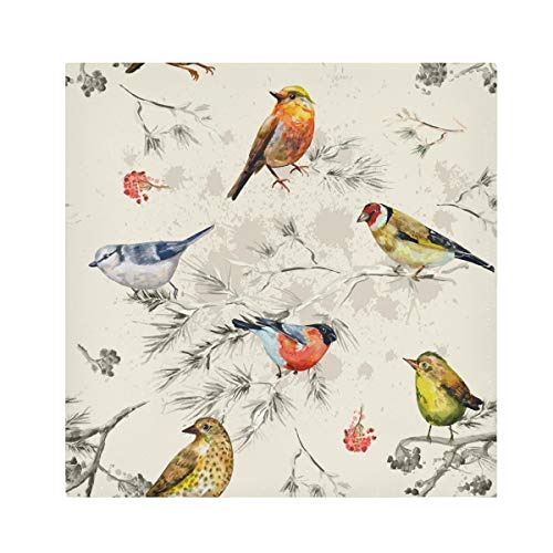 Vvfelixl Satin Napkins Winter Birds Cloth Napkins Set Of 6 Dinner Napkin Silk Washable Peach-Skin Polyester Wedding Banquet Party Festival Restaurant 20X20 Inch #TOP11