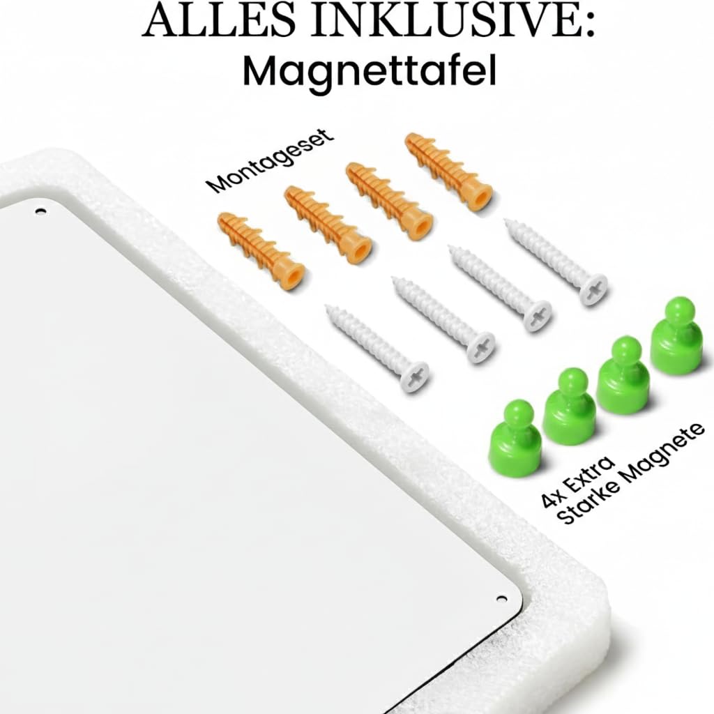 Magnettafel Weiß 40x60 cm Metall: Starke Magnetwand & Pinnwand Magnetisch für Küche/Kinderzimmer & Büro – Hochwertiges Memoboard für Magnete/Fotos & Souvenirs