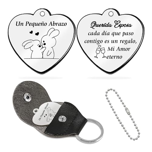 FCZIVA Ficha abraço de bolso presente aniversário filho filha inspiradora porta-chaves couro PU amigos Natal homens mulheres irmão pai mãe graduação professor lembrança esposa marido casais, Esposa