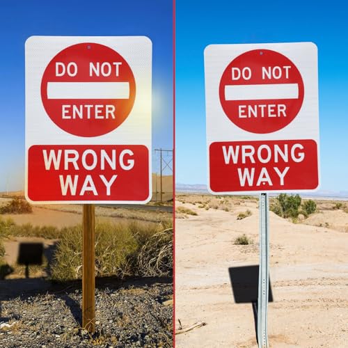 Panneau Do Not Enter Wrong Way Blulu en aluminium 61x45,7 cm - 5