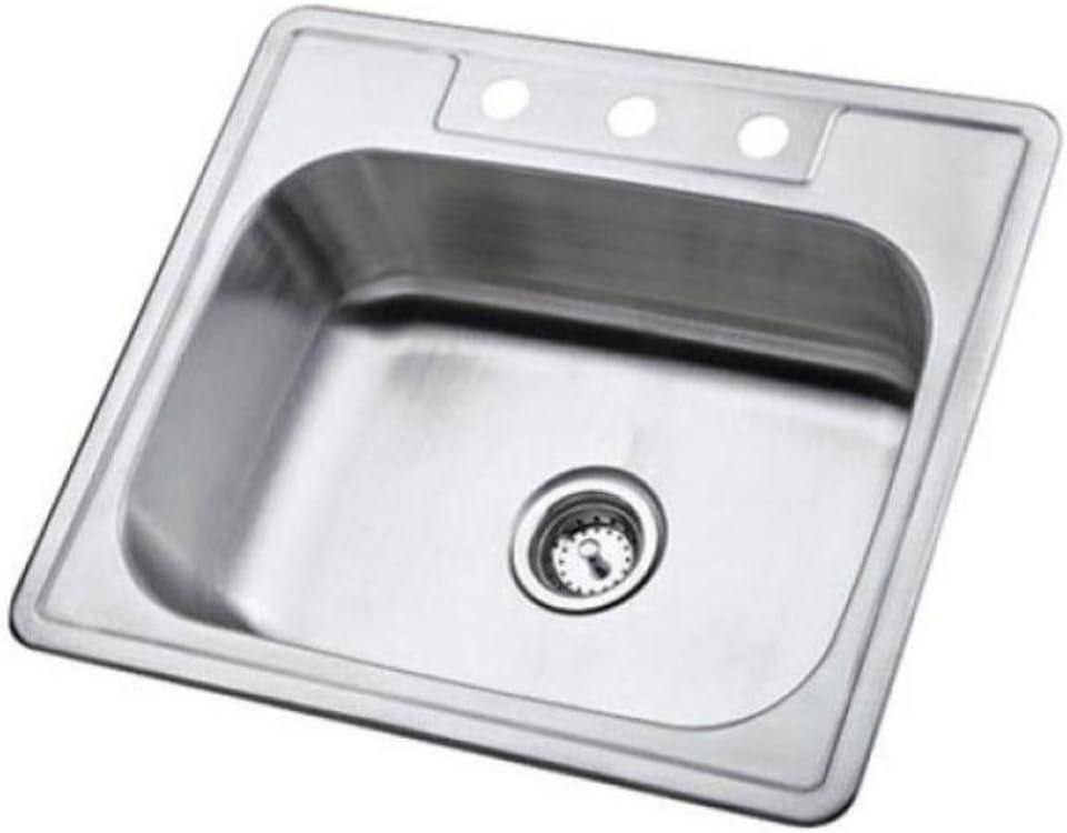 Kingston Brass K25228BN 22 Gauge Single Bowl Stainless Steel Self-Rimming Kitchen Sink, Brushed Nickel