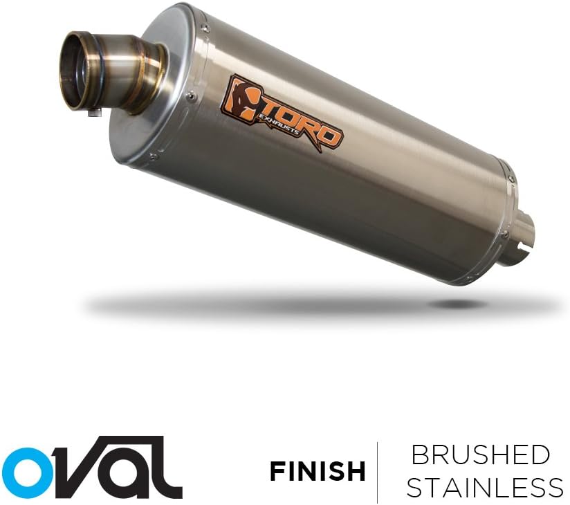 Toro T2 Oval Universal Brushed Stainless Motorcycle Exhaust Silencer