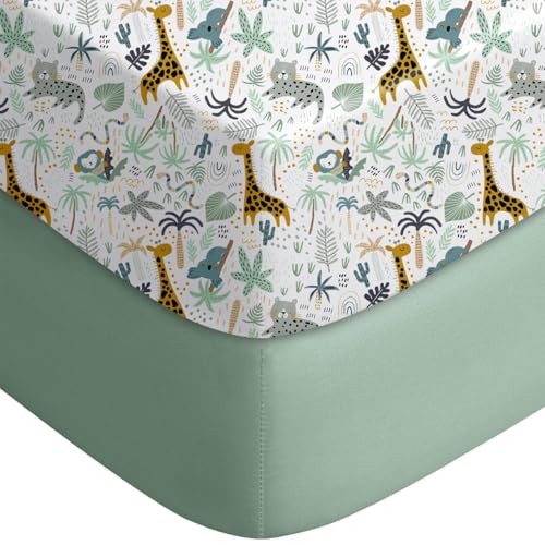 JM-Juego de 2 sábanas bajeras de algodón, funda de colchón de cochecito de bebé, protector de colchón de bebé, para cama infantil, cama auxiliar y moisés (C, 135 x 71 cm)