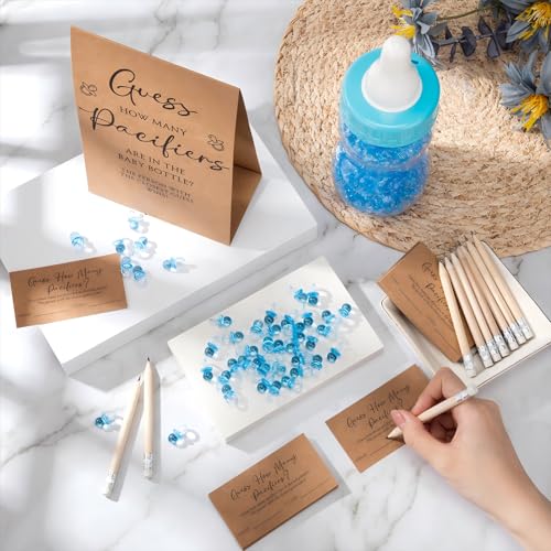 Image of Roowest 512 Pcs Baby Shower Games Guess How Many Pacifiers Sign 100 Small Guessing Games 10 HB Pencils 750ml Milk Bottle 400 Acrylic Pacifiers Decoration for Guest Gender Reveal