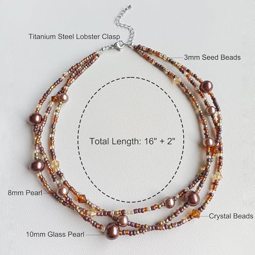 S.J JEWELRY Multi Strand Beaded Necklaces for Women Colorful Beaded Necklace Boho Necklaces for Women Summer Beach Pearl Choker Layered Necklace3