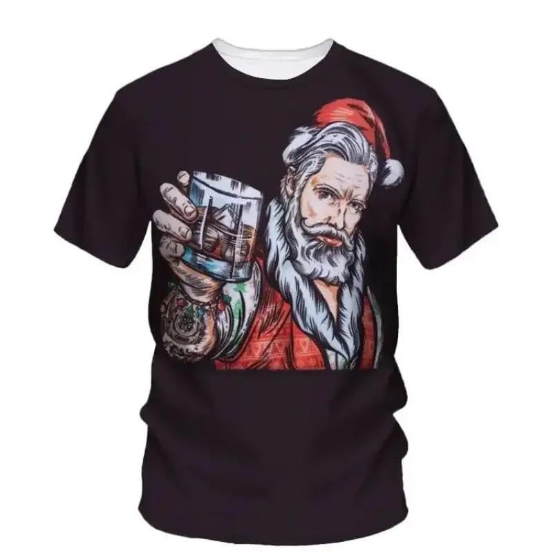 T-shirt homme grande taille imprimé 3D col rond manches courtes ample