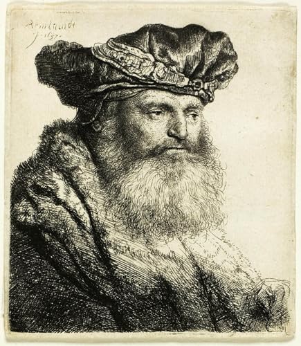 Tableaux Portrait Homme barbu Rembrandt Impression HD Toile 60x90