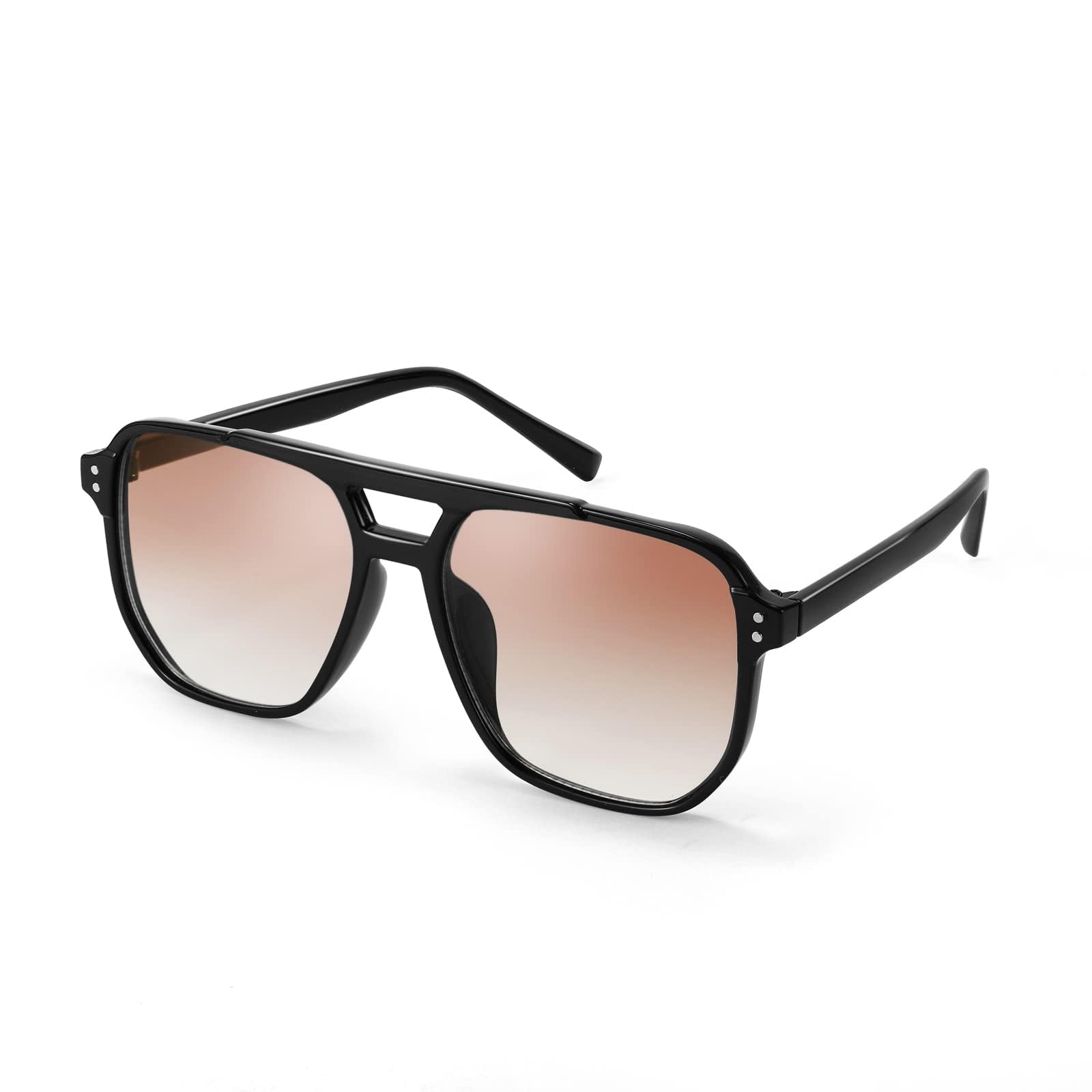 FEISEDY Retro Lunettes de Soleil Carrées Femme Homme 70s Vintage Lunettes Classique avec Double Pont Protection UV400 B2835