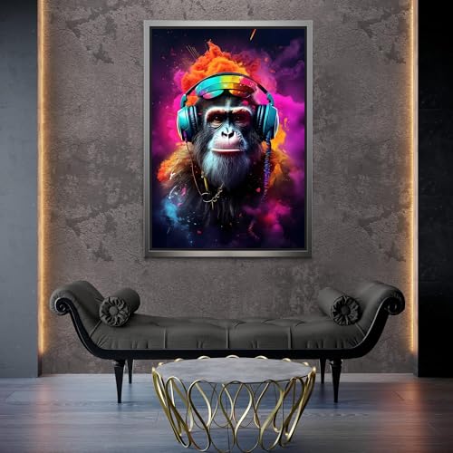 Cuadro de mono colorido: pintura estetica para un hogar alegre 3
