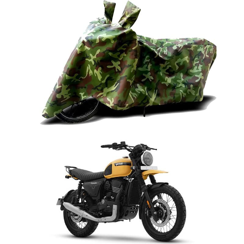 Image of 100% Water Resistant Bike Scooty Two Wheeler Body Cover Compatible For Yezdi Scrambler Single /UV-Rays /Heat Protection /Birds Dropping /Scratchproof /Dust proof /Waterproof /All Varient[Green MJ]