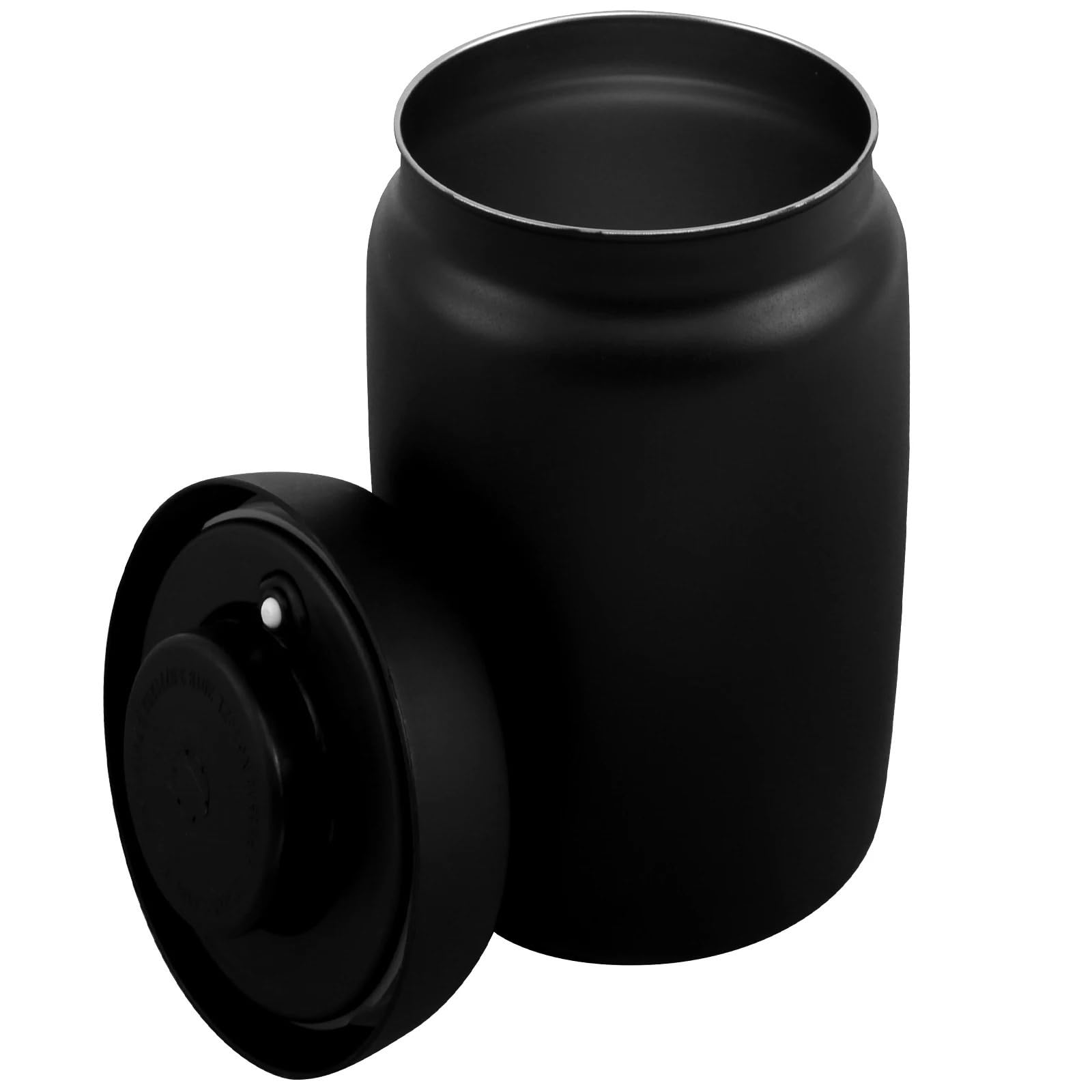 vorratsgläser Kaffeebohnen Vakuumversiegelter Krug Edelstahl Lebensmittel Frisch halten Vorratsbehälter Küche(Black)