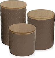 Vista 11 de DII Kitchen Accessories Collection, juego de recipientes de cerámica mate texturizados, color blanco antiguo, color vid, 3 piezas