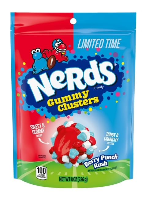 The Bundl'd Bunch Company Nerds Gummy Clusters Holiday Bundle - (Rainbow, Very Berry, and more) - Crunchy + Gummy Texture Candy Bundle (Original 4-Flavor Bundle)