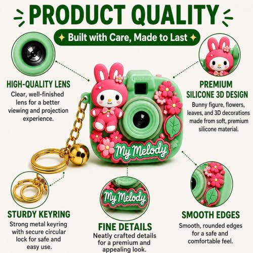 Image of GRAPHENE Cartoon Camera Projection Real Charm Multicolor Key Chain Projector Toy Cute Bell Keyring 5-10 Years Kids Boys Girls Birthday Kitty Return Gifts School Hand Bags Key Ring (Pack of 12)