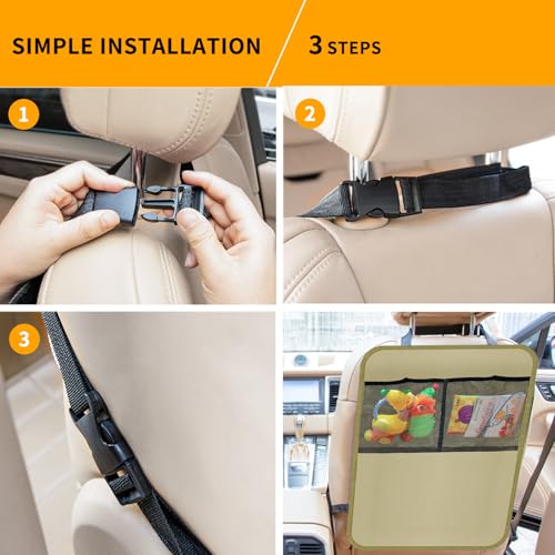 Image of 2 Pack Kick Mat Backseat Protector,Back Seat Cover for Kids Beige