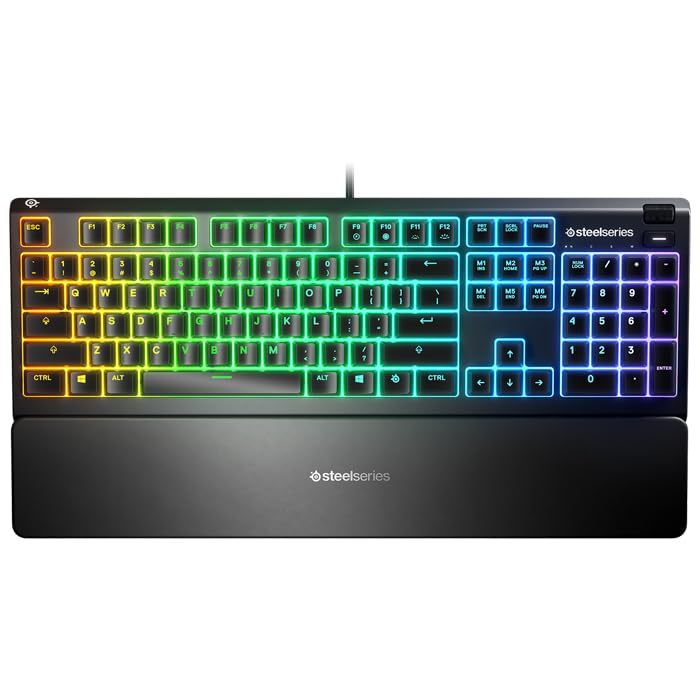 SteelSeries Apex 3 - Gaming Keyboard - 10-Zone RGB Lighting - Premium Magnetic Wrist Rest - Turkish QWERTY Layout