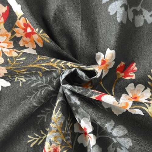 Image of Divine Casa 144 TC Cotton King Size Bedsheet with 2 Pillow Covers | Soft Comfortable Bedsheet for King Size Bed | Breathable Printed Bedding Set | 270 x 270 cm (Graphite Shade, Floral)