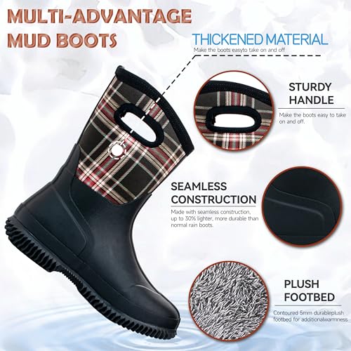 Image of Hbxooxts Women Mud Boots Waterproof Garden Shoes, Anti-Slip Rubber Rain Boots for Women, Outdoor Work and Farming with Easy-Clean Design
