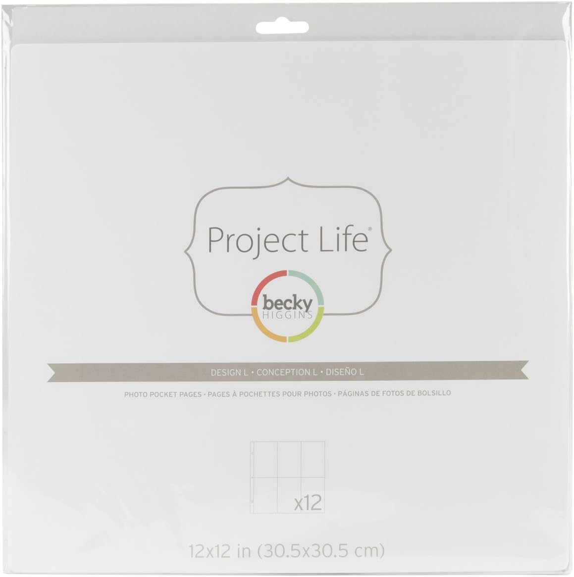 Becky Higgins 380155 Project Life Photo Pocket Page Protector-12 x Design L (12 Piece), Multi-Colour